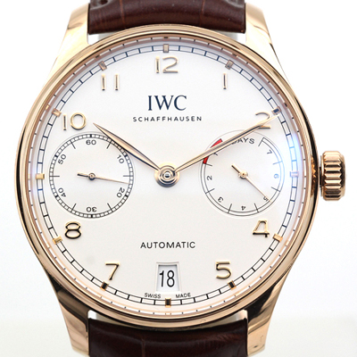 [아이더블유씨] 남성용 포루투기즈 오토매틱 7데이즈 스틸 로즈골드 화이트다이얼 IWC0405